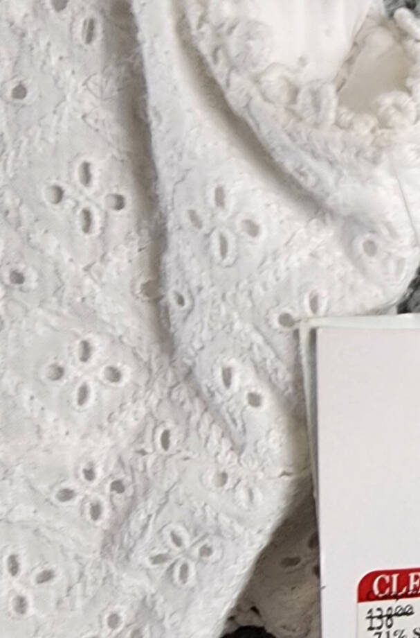 French Connection Esse Eyelet Cutout Sleeveless A-Line Dress Women 8 Linen White