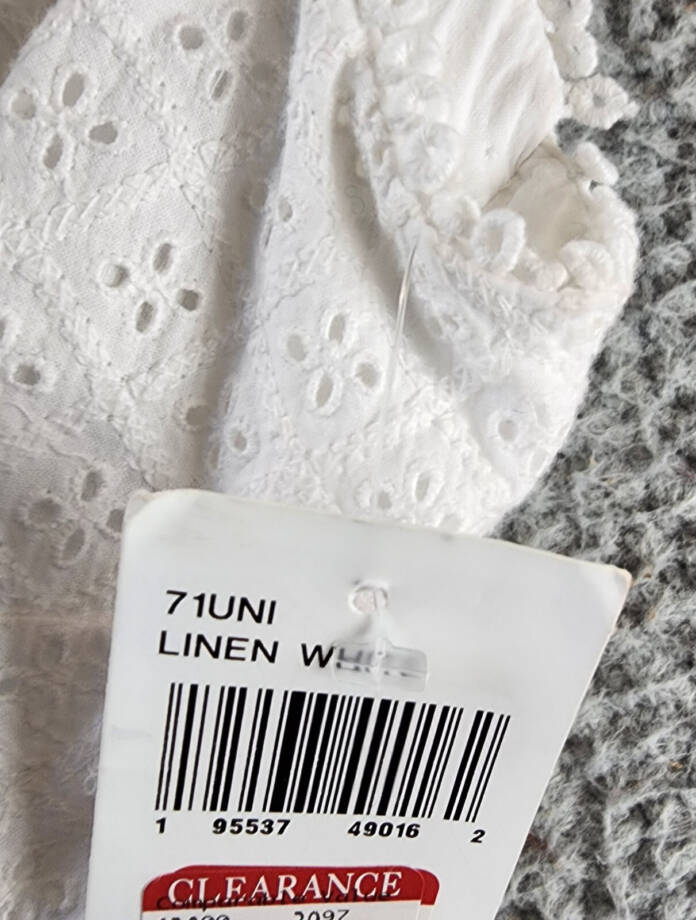 French Connection Esse Eyelet Cutout Sleeveless A-Line Dress Women 8 Linen White