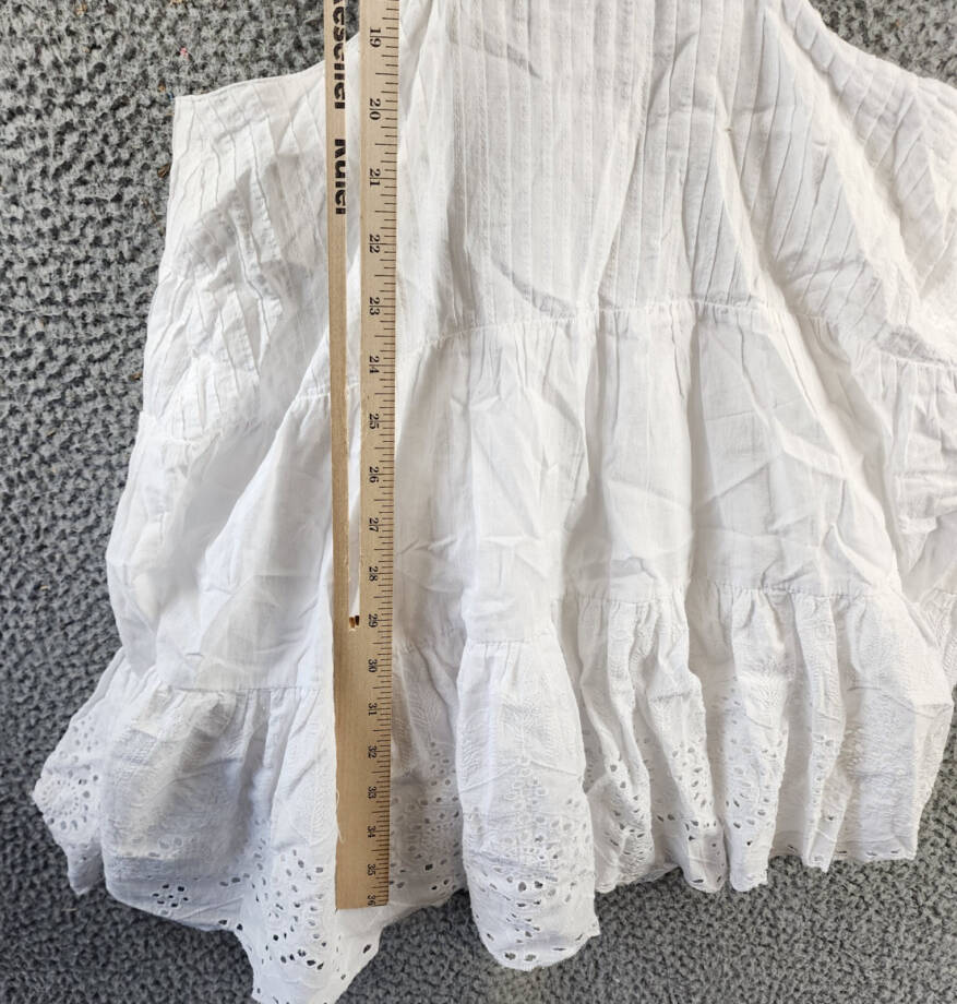 French Connection Esse Eyelet Cutout Sleeveless A-Line Dress Women 8 Linen White
