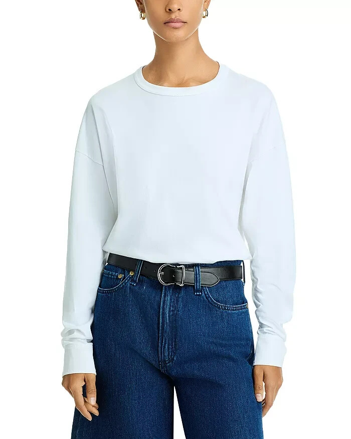 ATM Anthony Thomas Melillo Jersey Top Women's M White Crew Neck Long Sleeve