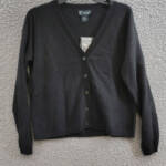 C by Bloomingdale's Cashmere V-Neck Cardigan Women's XS Black Button Closure L/S