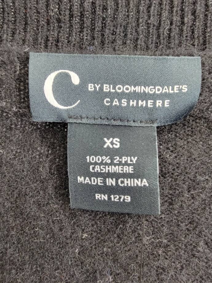 C by Bloomingdale's Cashmere V-Neck Cardigan Women's XS Black Button Closure L/S