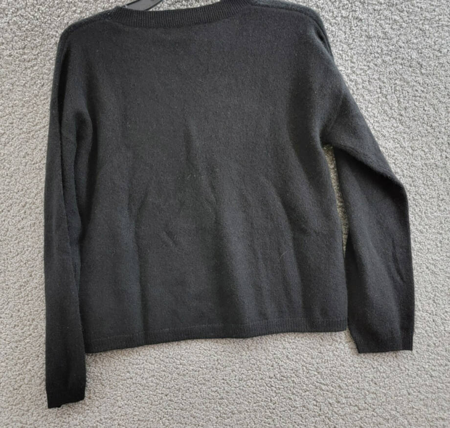 C by Bloomingdale's Cashmere V-Neck Cardigan Women's XS Black Button Closure L/S