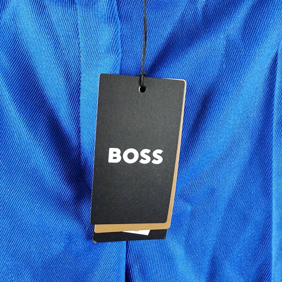 BOSS Talia Wool Blend Flare Leg Pants Women's 8 Bright Blue Solid Side Pockets