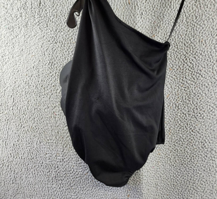 Another Mode Rose Applique One Shoulder Bodysuit Women's S Black Stretch Pull On