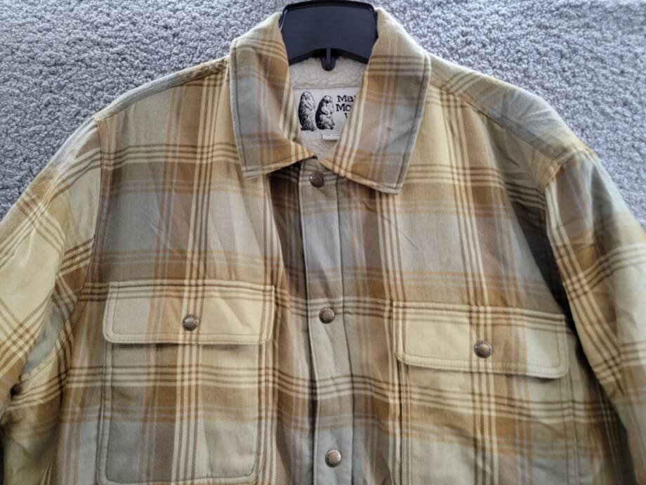 Marmot Ridgefield Plaid Fleece-Lined Flannel Shirt Jacket Men's L Light Oak L/S
