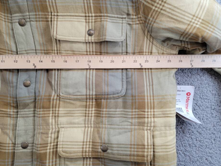 Marmot Ridgefield Plaid Fleece-Lined Flannel Shirt Jacket Men's L Light Oak L/S