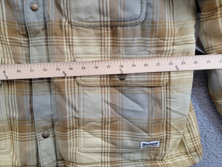 Marmot Ridgefield Plaid Fleece-Lined Flannel Shirt Jacket Men's L Light Oak L/S