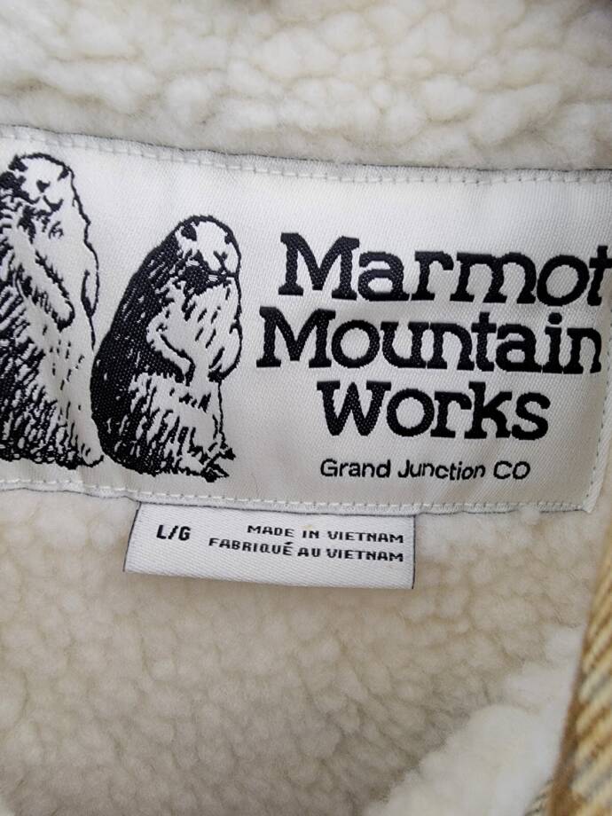 Marmot Ridgefield Plaid Fleece-Lined Flannel Shirt Jacket Men's L Light Oak L/S