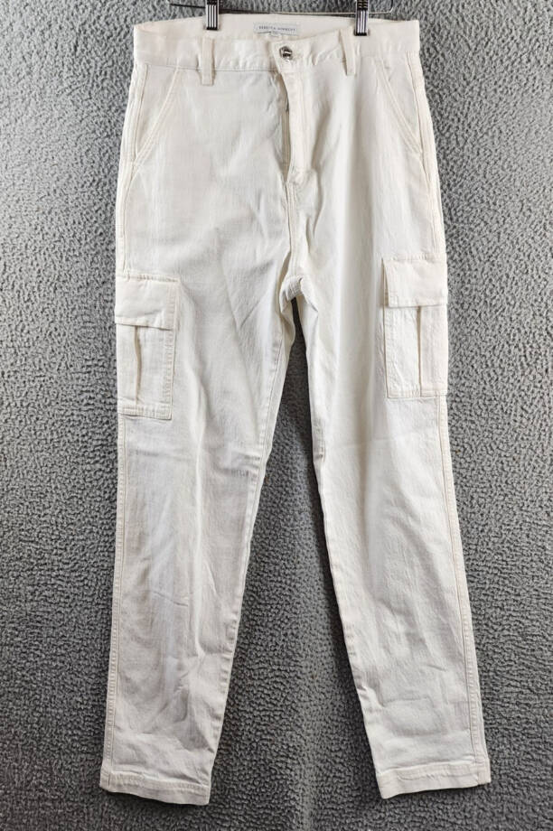 Rebecca Minkoff Cargo Pants Women's 27 Alabaster High Rise Zip/Button Closure