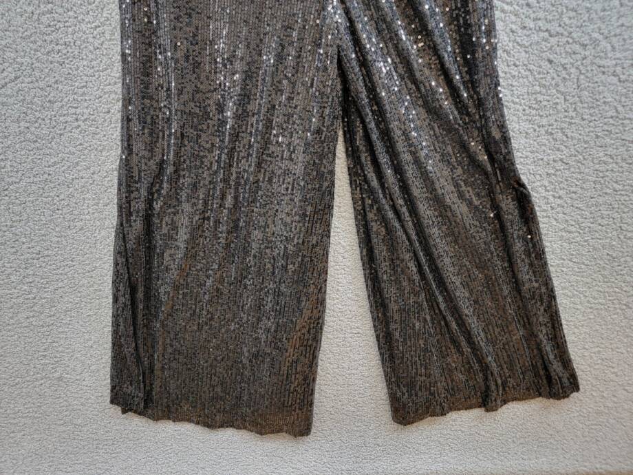 RACHEL Rachel Roy Veronica Sequined Jumpsuit Women's L Black V-Neck Back Zip