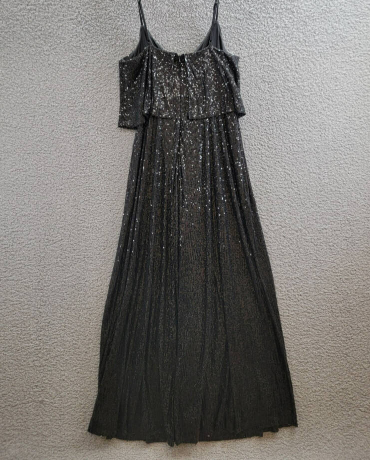 RACHEL Rachel Roy Veronica Sequined Jumpsuit Women's L Black V-Neck Back Zip