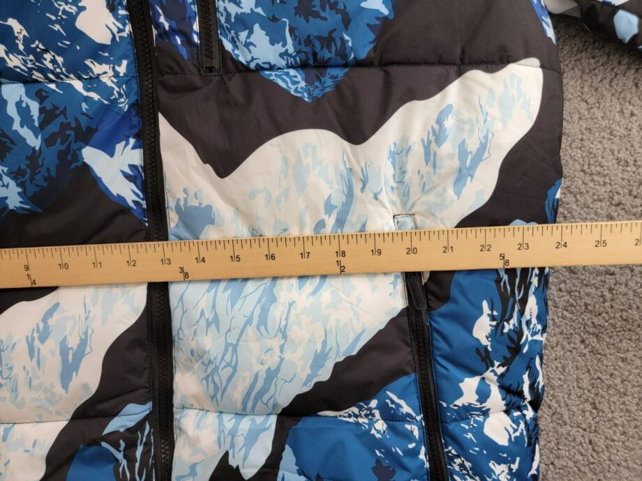 Club Room Stretch Hooded Puffer Jacket Men's L Ski Print Full Zip Long Sleeve