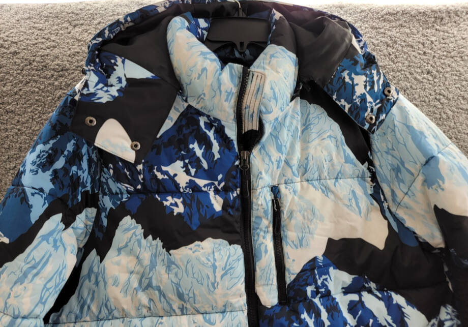 Club Room Stretch Hooded Puffer Jacket Men's M Ski Printed Zip Closure L/S