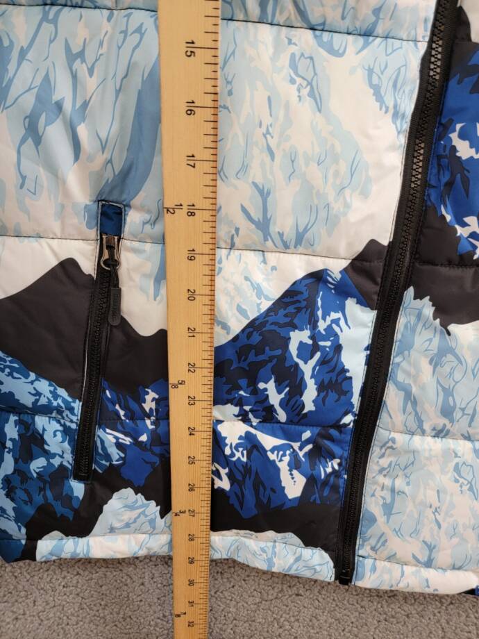 Club Room Stretch Hooded Puffer Jacket Men's M Ski Printed Zip Closure L/S