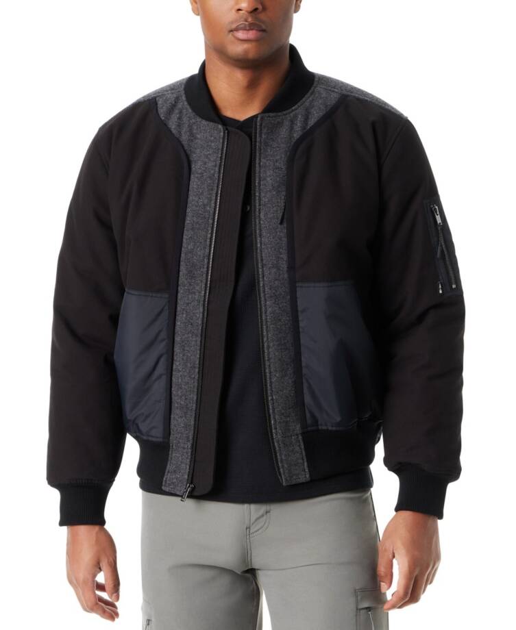 Bass Outdoor Hero Mixed Media Zip-Front Bomber Jacket Men's S Black Beauty L/S