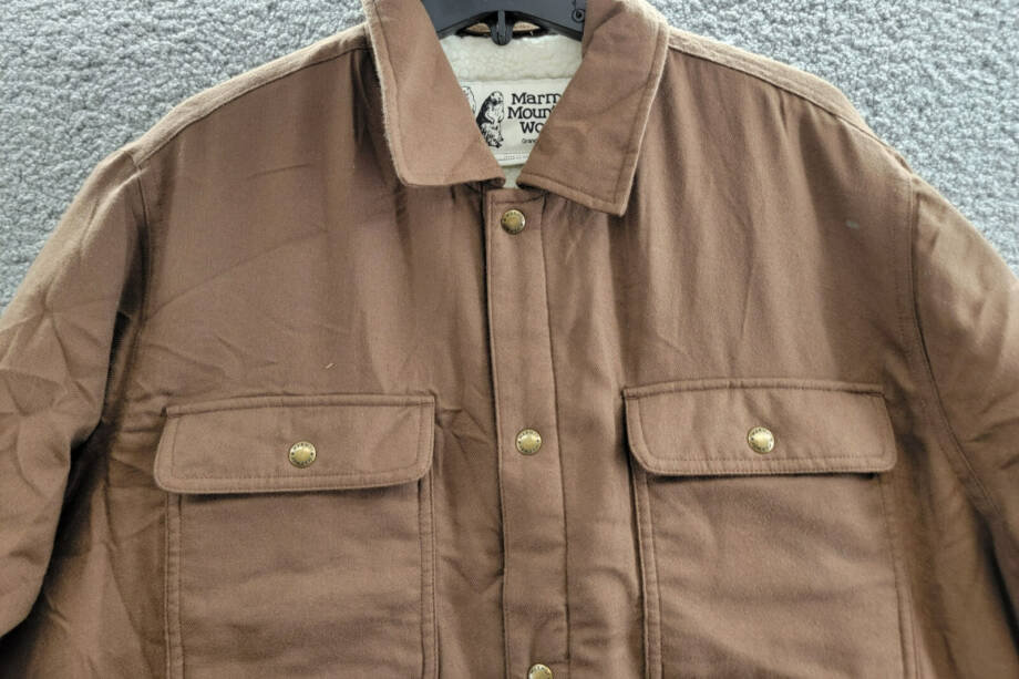 Marmot Ridgefield Sherpa Flannel Shirt Jacket Men's L Pinecone Flap Pockets L/S
