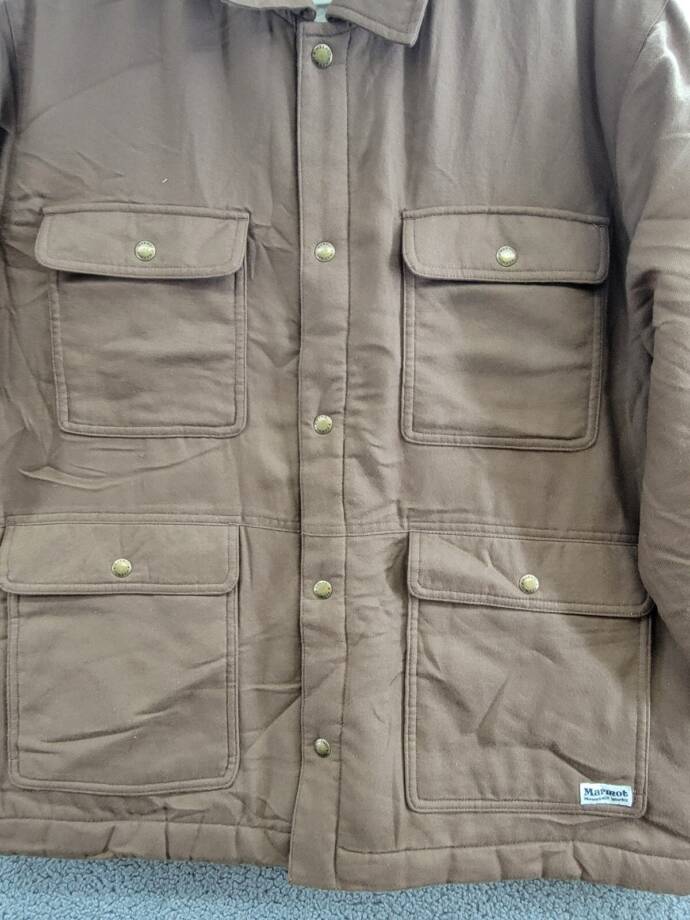 Marmot Ridgefield Sherpa Flannel Shirt Jacket Men's L Pinecone Flap Pockets L/S