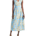 Lafayette 148 New York Sleeveless Portrait Dress Women's 2 Cool Blue Multi ZipUp