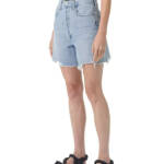 Agolde Stella High Rise Baggy Denim Shorts Women's 23 Agreement Button Zipped