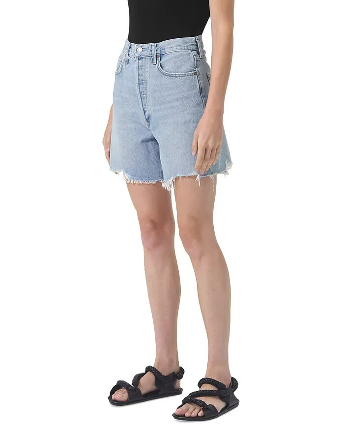 Agolde Stella High Rise Baggy Denim Shorts Women's 23 Agreement Button Zipped