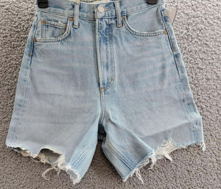 Agolde Stella High Rise Baggy Denim Shorts Women's 23 Agreement Button Zipped