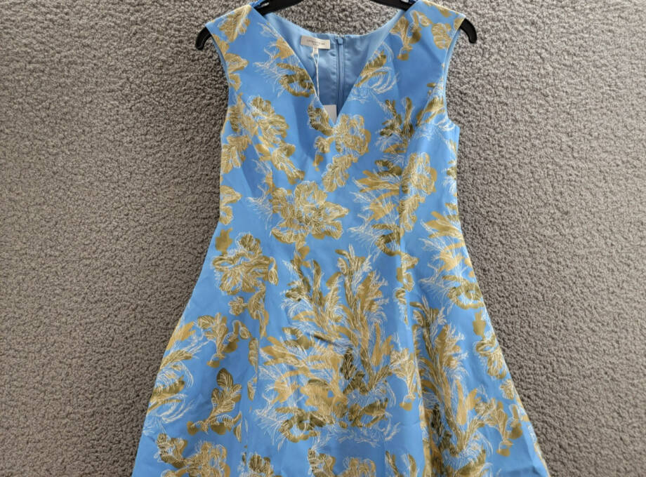 Lafayette 148 New York Sleeveless Portrait Dress Women's 2 Cool Blue Multi ZipUp