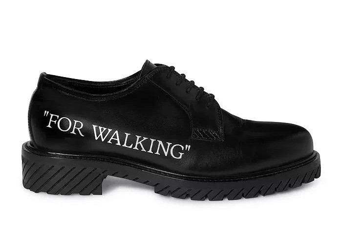 Off-White For Walking Dress Shoes Men's 41/8US Black/White Lace Up Round Toe