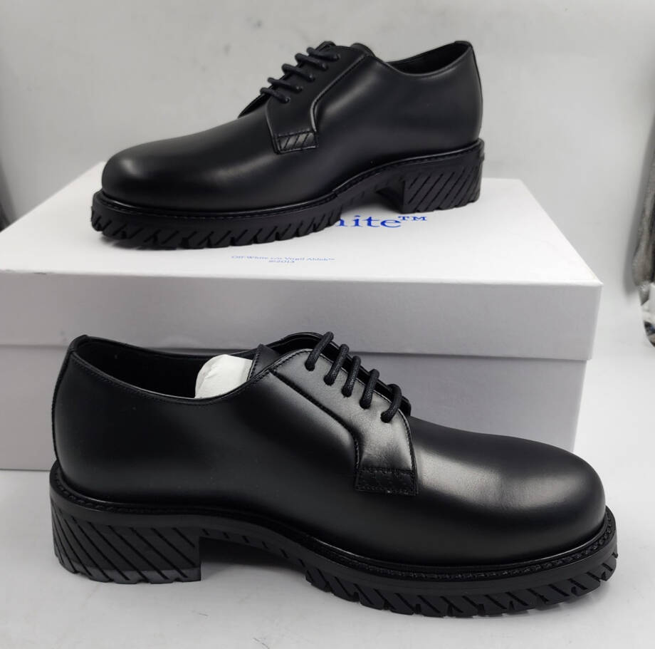 Off-White For Walking Dress Shoes Men's 41/8US Black/White Lace Up Round Toe