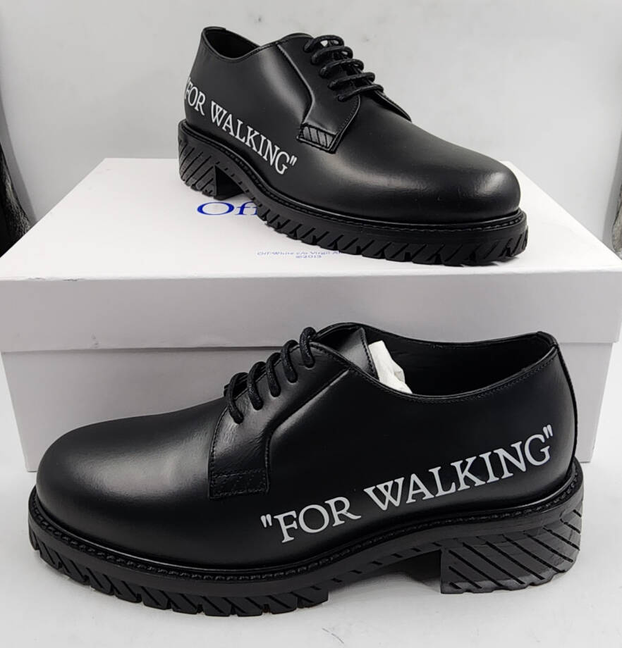 Off-White For Walking Dress Shoes Men's 41/8US Black/White Lace Up Round Toe