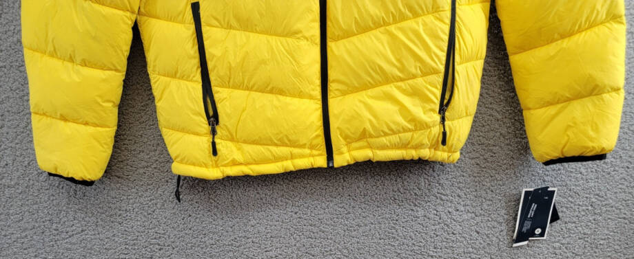 Club Room Chevron Quilted Hooded Puffer Jacket Men's L Yellow Zip Closure L/S~