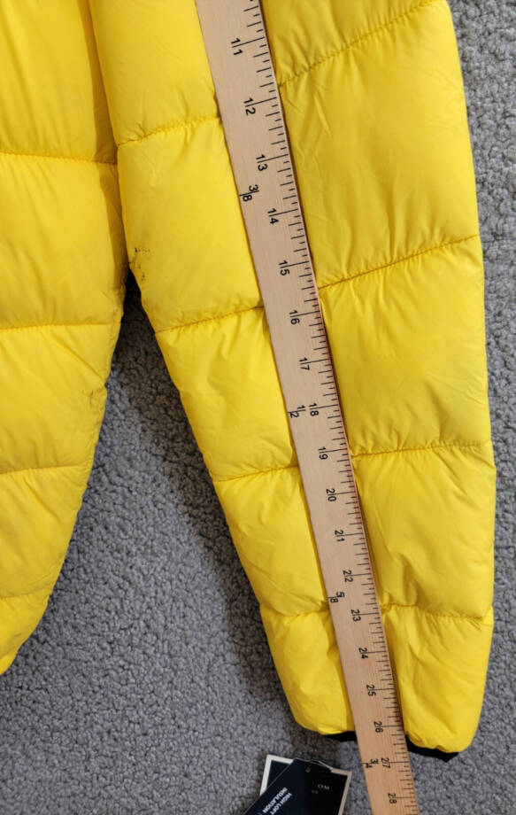 Club Room Chevron Quilted Hooded Puffer Jacket Men's L Yellow Zip Closure L/S~