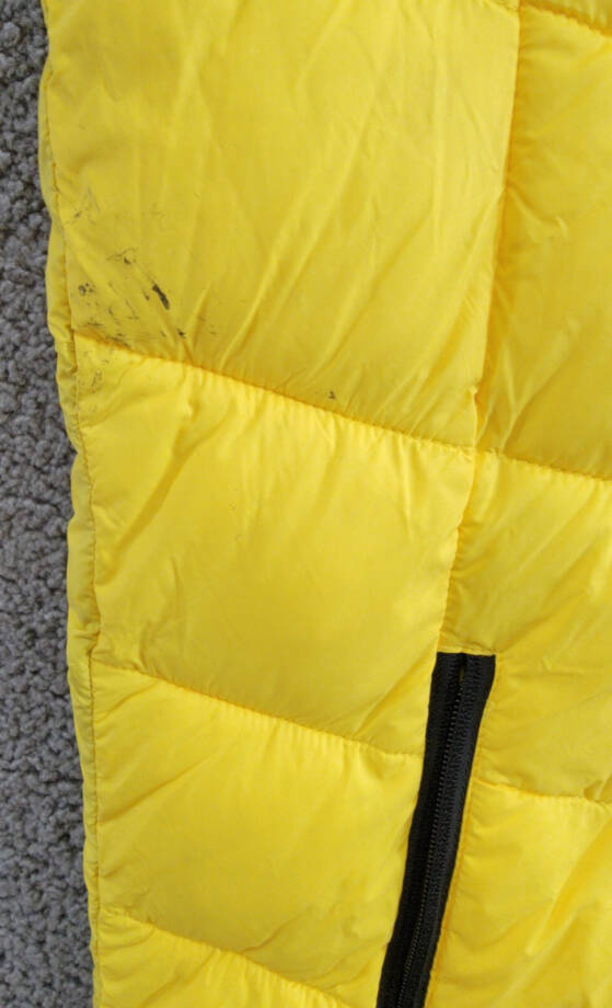Club Room Chevron Quilted Hooded Puffer Jacket Men's L Yellow Zip Closure L/S~