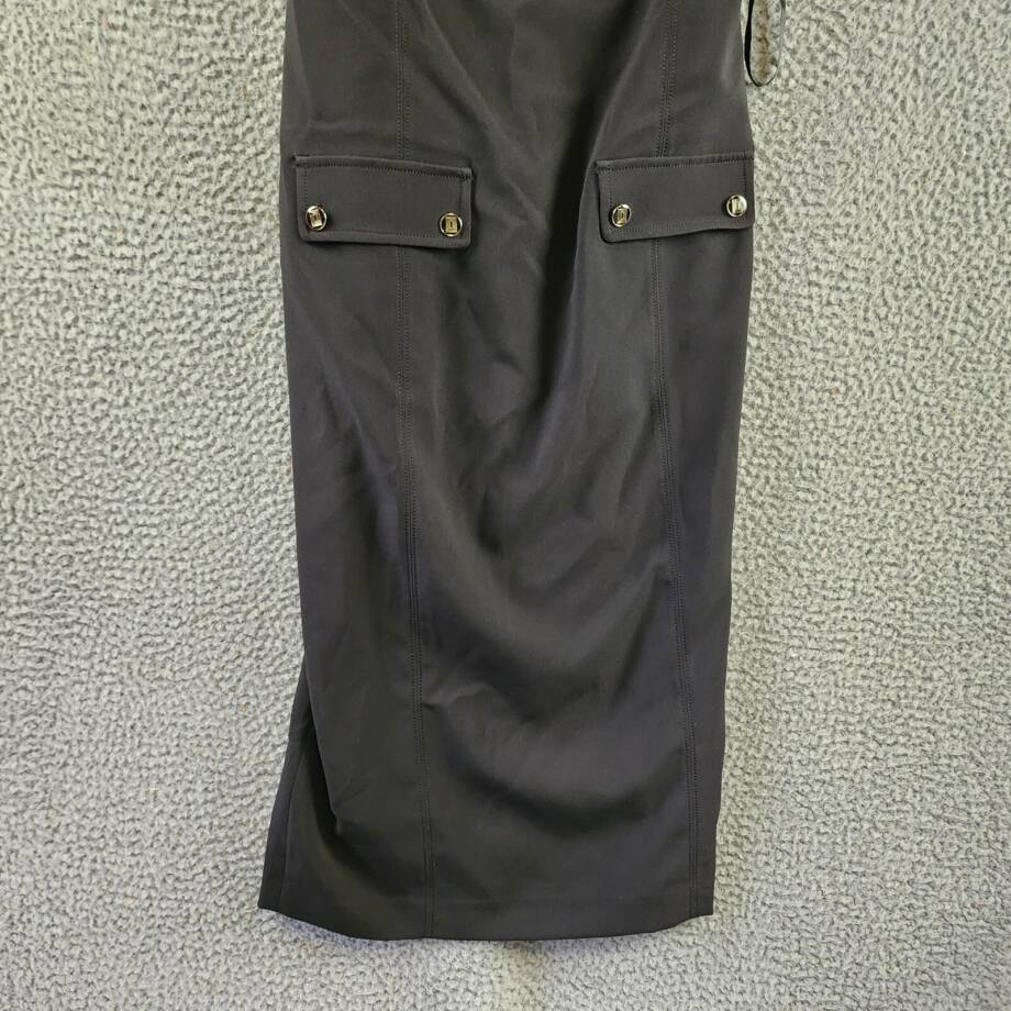 KARL LAGERFELD PARIS Square Neck Crepe Dress Women's 8 Black Back Zip Closure