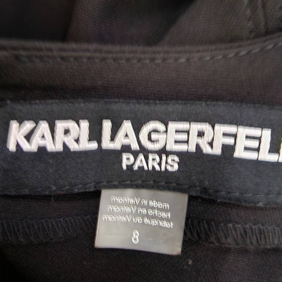 KARL LAGERFELD PARIS Square Neck Crepe Dress Women's 8 Black Back Zip Closure