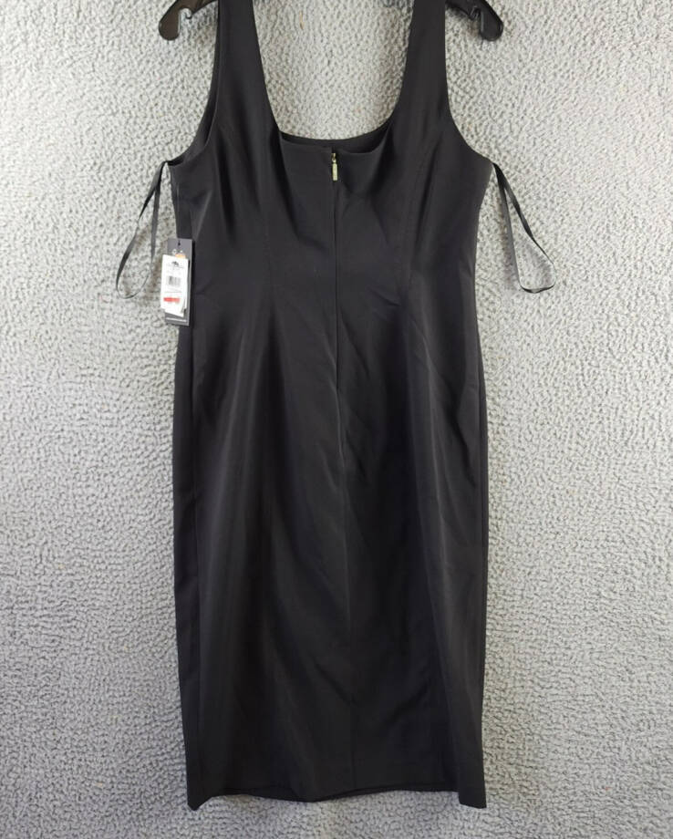 KARL LAGERFELD PARIS Square Neck Crepe Dress Women's 8 Black Back Zip Closure
