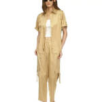 MICHAEL Michael Kors Utility Pull-On Pants Women's L Khaki Solid Elastic Waist