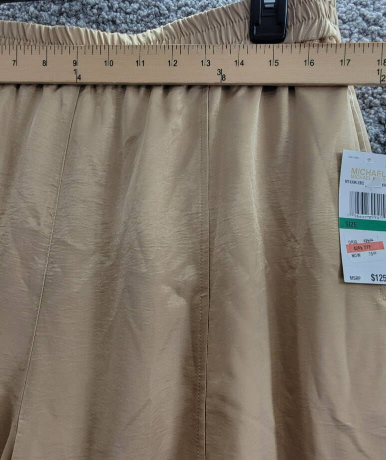 MICHAEL Michael Kors Utility Pull-On Pants Women's L Khaki Solid Elastic Waist