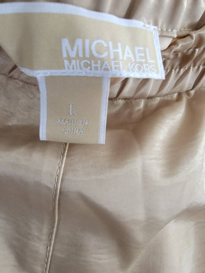 MICHAEL Michael Kors Utility Pull-On Pants Women's L Khaki Solid Elastic Waist