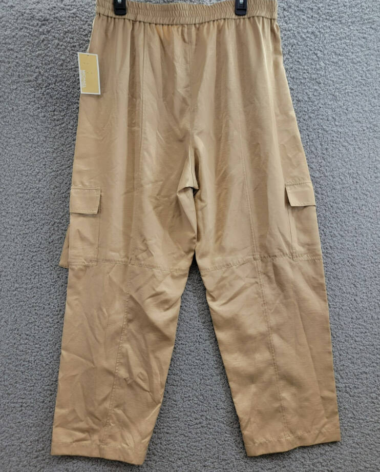 MICHAEL Michael Kors Utility Pull-On Pants Women's L Khaki Solid Elastic Waist