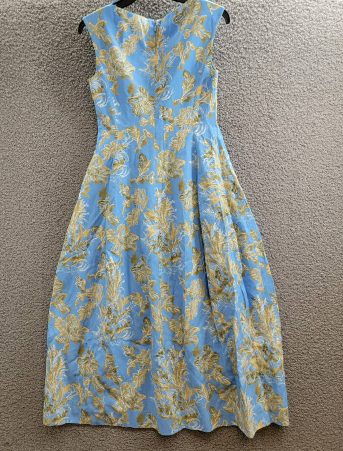 Lafayette 148 New York Sleeveless Portrait Dress Women's 2 Cool Blue Multi ZipUp