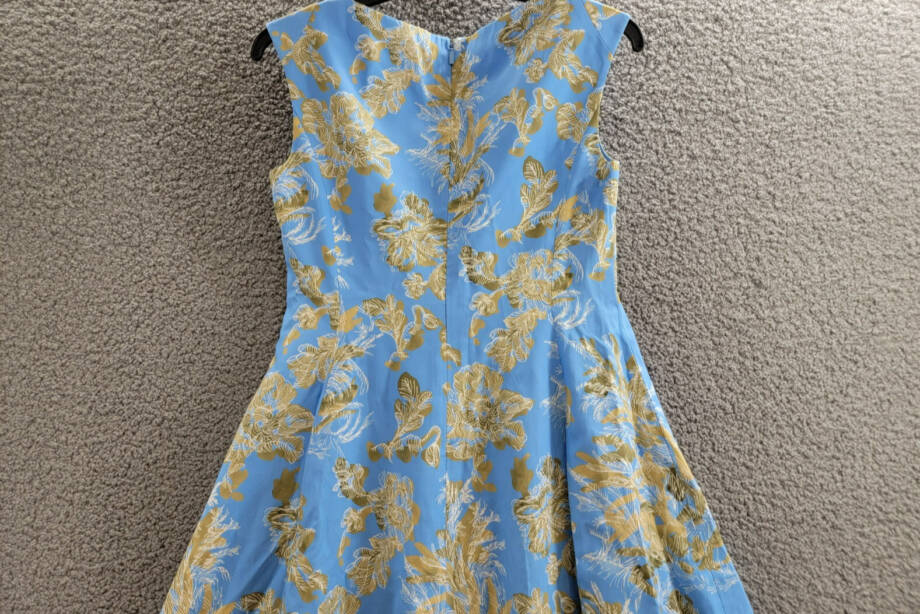 Lafayette 148 New York Sleeveless Portrait Dress Women's 2 Cool Blue Multi ZipUp