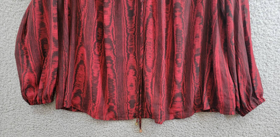 MICHAEL Michael Kors Tie-Neck Top Women's M Rhubarb Printed Long Sleeve Pullover