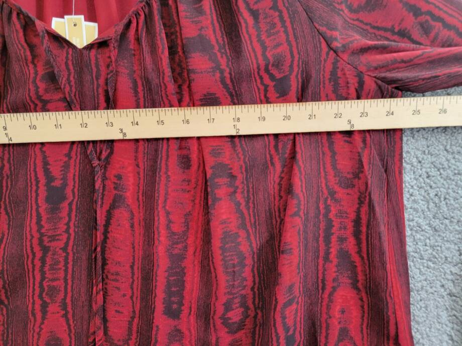 MICHAEL Michael Kors Tie-Neck Top Women's M Rhubarb Printed Long Sleeve Pullover