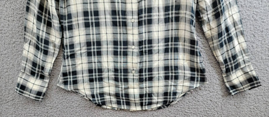 Lauren Ralph Lauren Embroidered Plaid Shirt Women's M Black/Cream Snap Closure