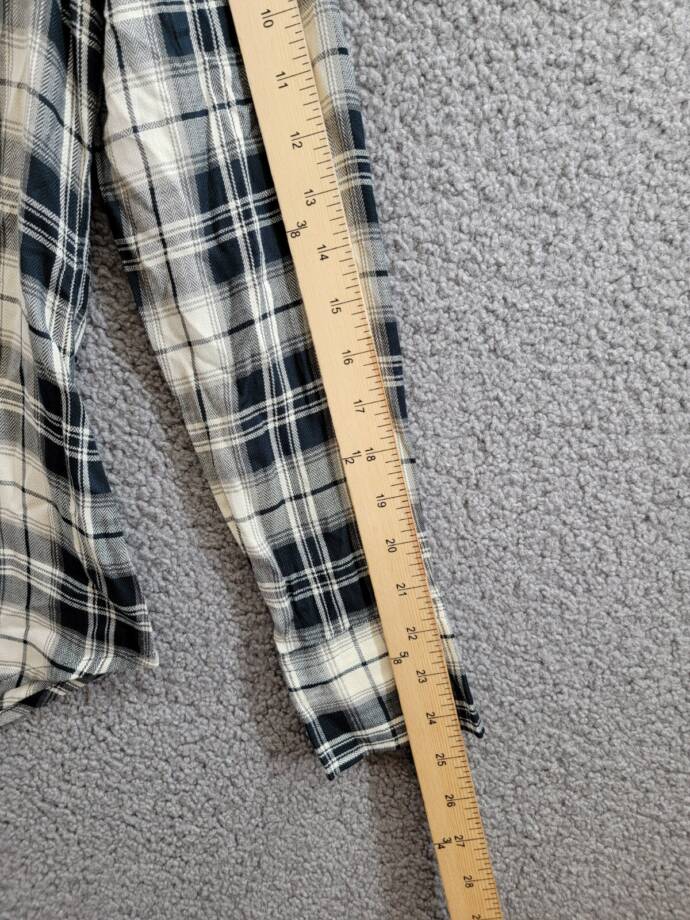 Lauren Ralph Lauren Embroidered Plaid Shirt Women's M Black/Cream Snap Closure