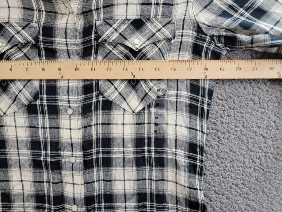 Lauren Ralph Lauren Embroidered Plaid Shirt Women's M Black/Cream Snap Closure