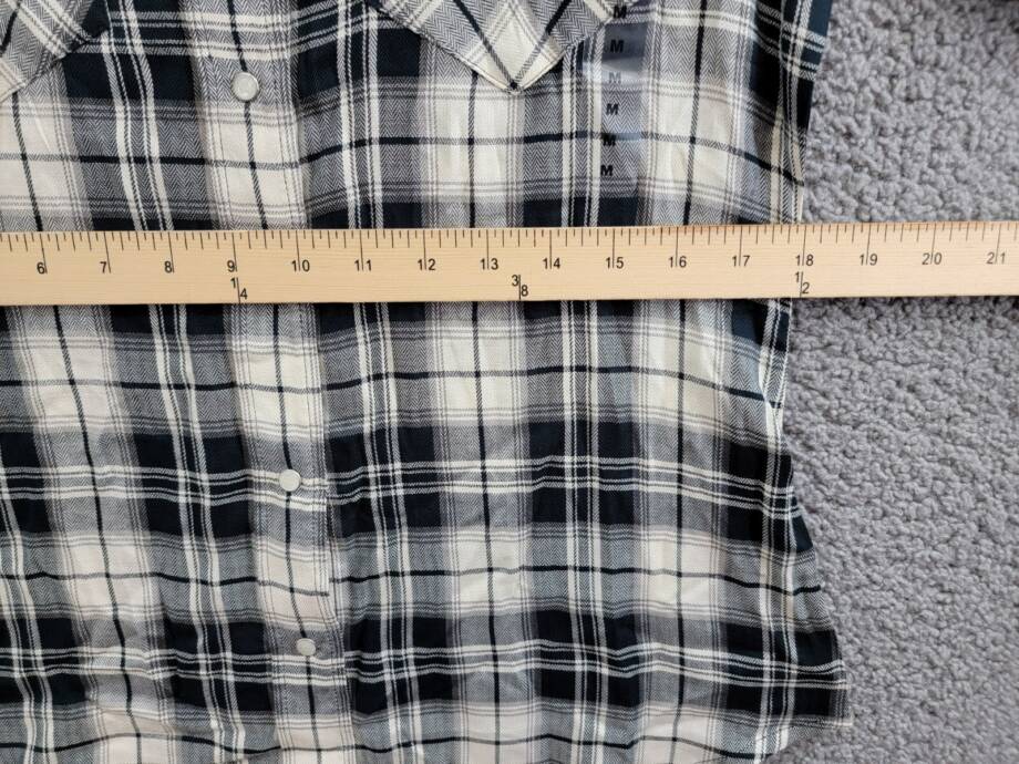 Lauren Ralph Lauren Embroidered Plaid Shirt Women's M Black/Cream Snap Closure