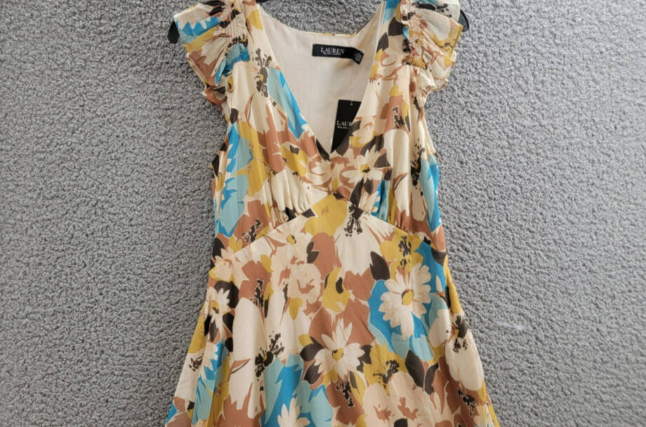 Lauren Ralph Lauren Floral Empire-Waist A-Line Dress Women's 4 Multi Side Zip
