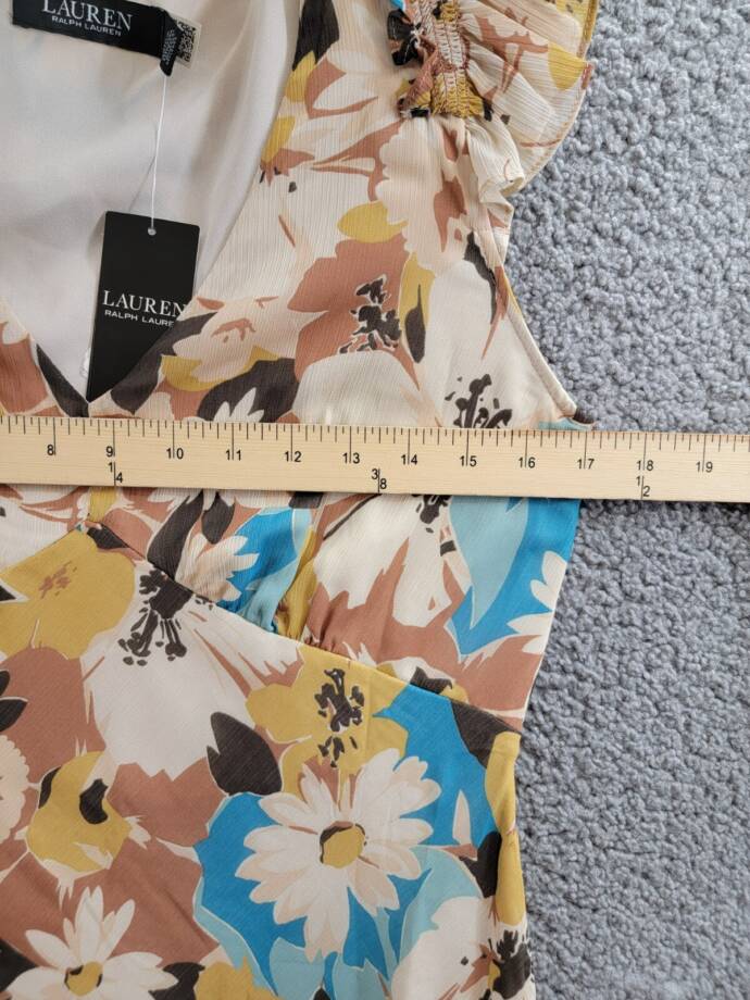 Lauren Ralph Lauren Floral Empire-Waist A-Line Dress Women's 4 Multi Side Zip